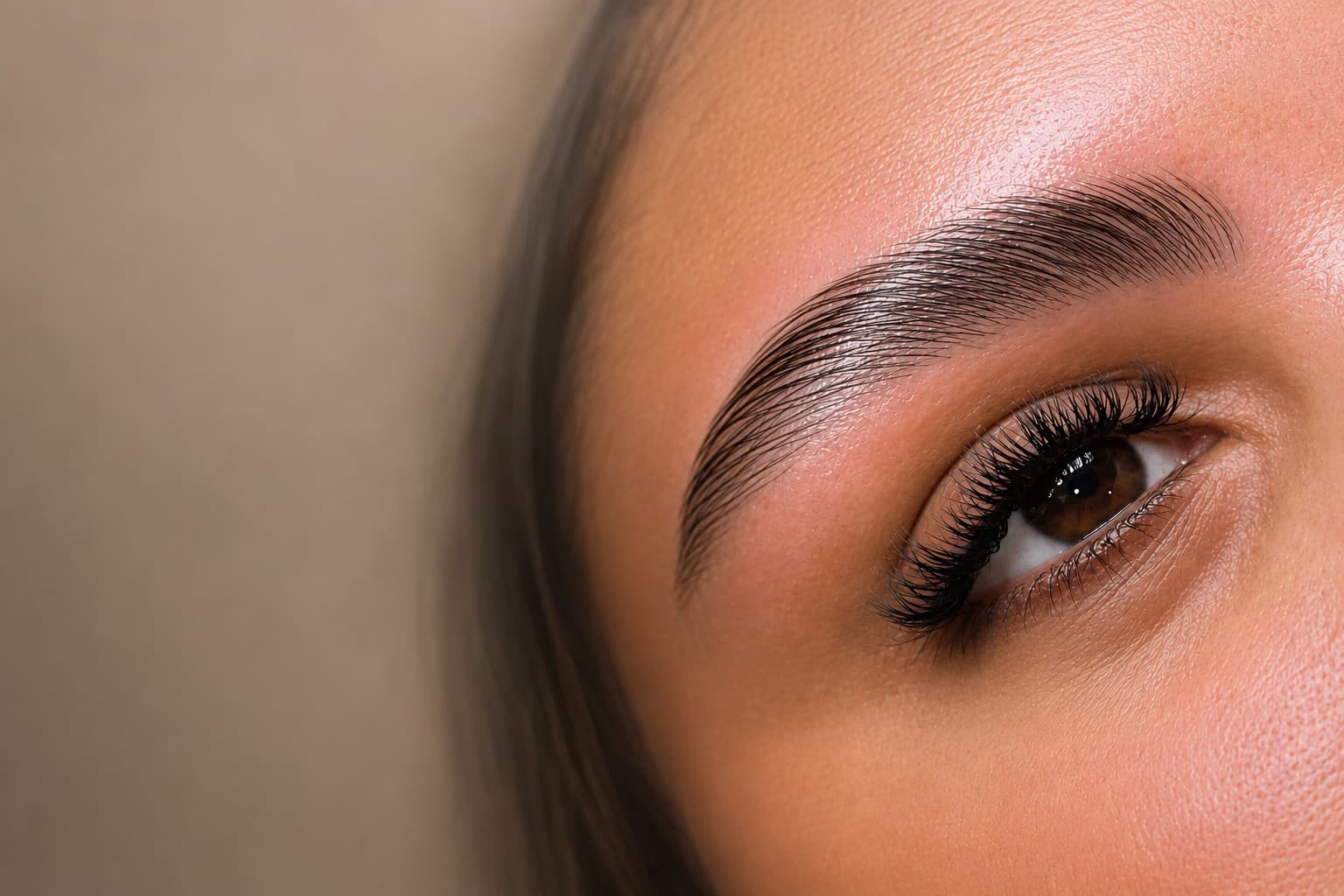 Long eyelashes and eyebrow detail — Miradas by Krystal